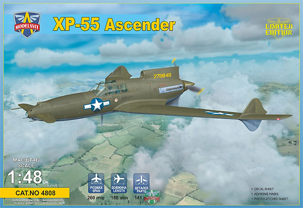カーチス XP-55 アセンダー 試作戦闘機 プラモデル (モデルズビット 1/48 エアクラフト プラモデル No.4808) 商品画像