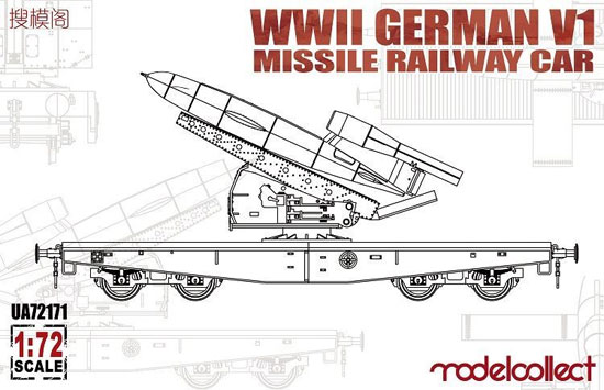 ドイツ V1 ミサイル 平貨車 プラモデル (モデルコレクト 1/72 AFV キット No.UA72171) 商品画像