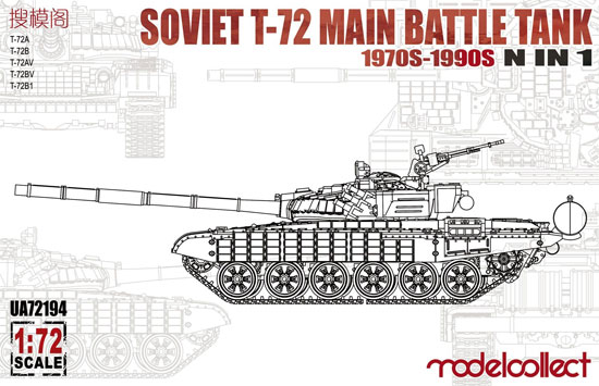ソビエト T-72 主力戦車 1970-1990年代 N in 1 プラモデル (モデルコレクト 1/72 AFV キット No.UA72194) 商品画像