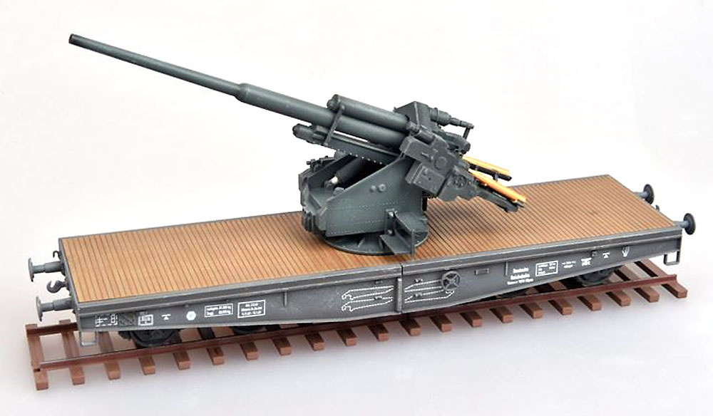 ドイツ 平貨車 w/128mm Flak40 対空砲 完成品 (モデルコレクト 1/72 AFV 完成品モデル No.MODAS72116) 商品画像_1
