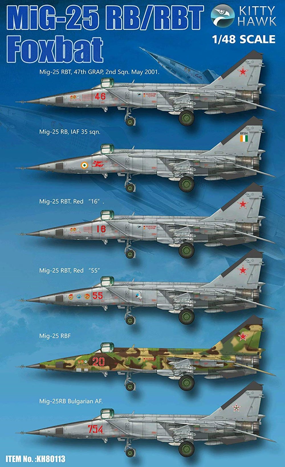 MiG-25 RB/RBT フォックスバット プラモデル (キティホーク 1/48 ミリタリーエアクラフト プラモデル No.KH80113) 商品画像_2