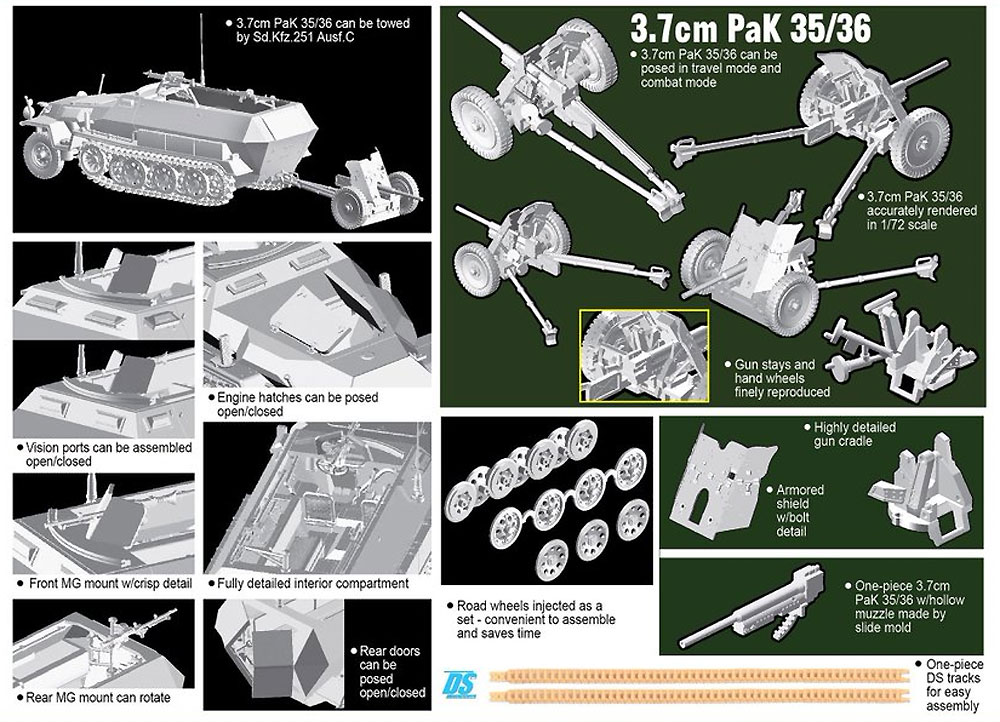 ドイツ Sd.Kfz.251Ausf.C + 3.7cm PaK35/36 プラモデル (ドラゴン 1/72 ARMOR PRO (アーマープロ) No.7611) 商品画像_2