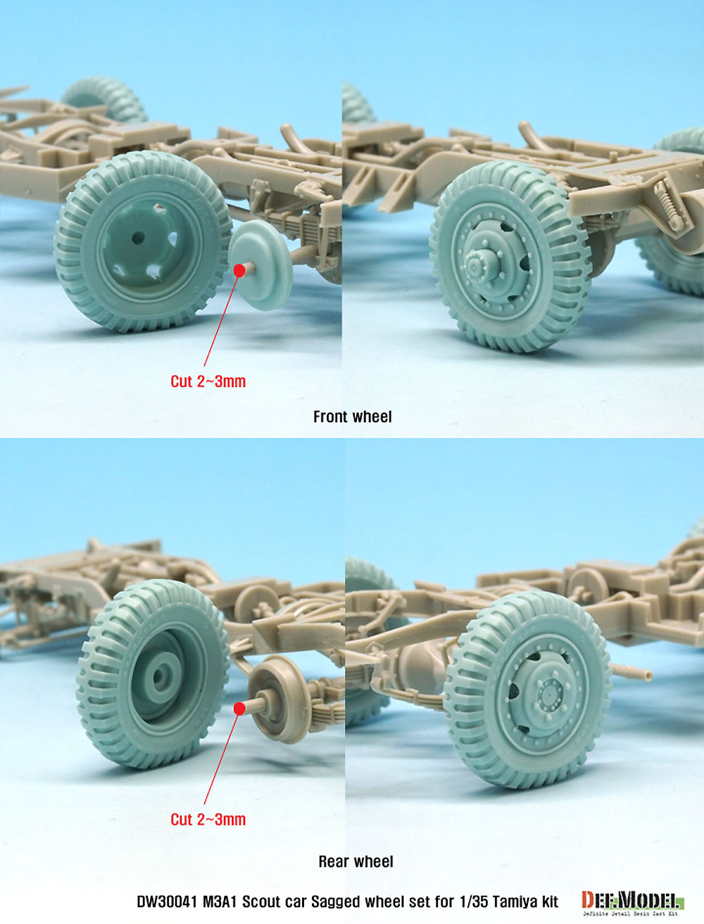 M3A1 スカウトカー 自重変形タイヤセット (タミヤ用) レジン (DEF. MODEL ホイール タイヤ No.DW30041) 商品画像_3