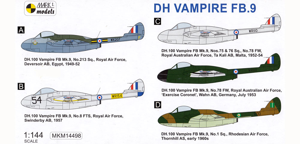 デ ハビランド バンパイア FB.9 プラモデル (MARK 1 MARK 1 models No.MKM14498) 商品画像_1