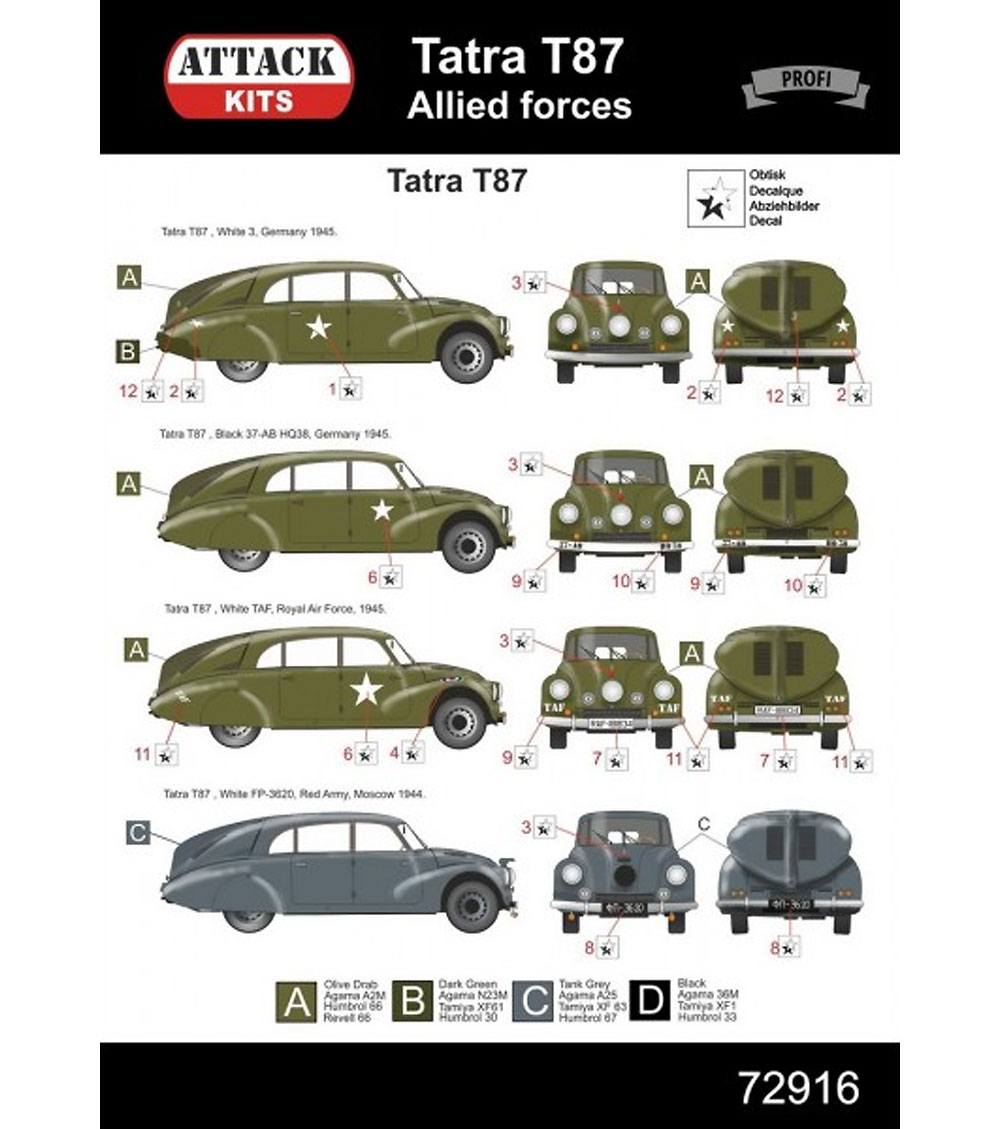 タトラ T87 連合軍 プラモデル (アタック 1/72 AFV シリーズ No.72916) 商品画像_2