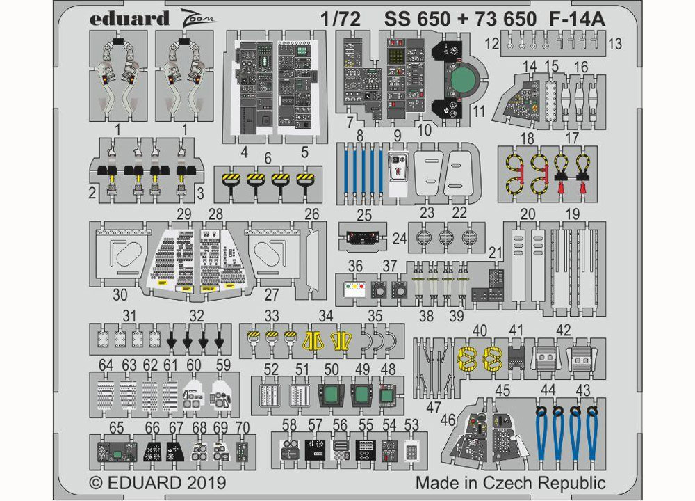 F-14A トムキャット ズームエッチングパーツ (ファインモールド用) エッチング (エデュアルド 1/72 エアクラフト用 カラーエッチング ズーム (SS-X) No.SS650) 商品画像_1