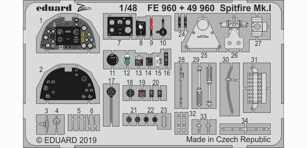 スピットファイア Mk.1 ズーム エッチングパーツ (タミヤ用) エッチング (エデュアルド 1/48 エアクラフト カラーエッチング ズーム (FE-×) No.FE960) 商品画像_1