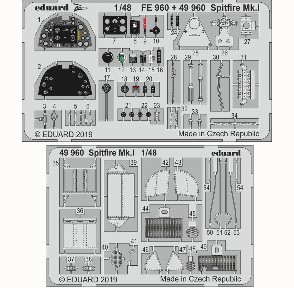 スピットファイア Mk.1 エッチングパーツ (タミヤ用) エッチング (エデュアルド 1/48 エアクラフト用 カラーエッチング (49-×) No.49960) 商品画像_1