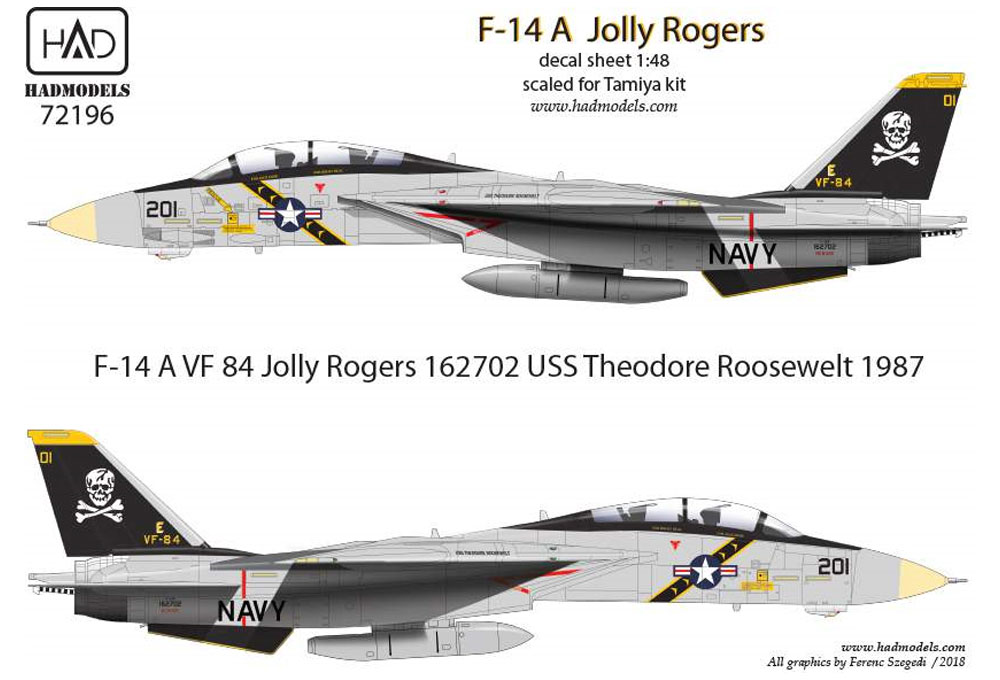 アメリカ海軍 F-14A トムキャット VF-84 ジョリーロジャーズ #201 ハイビジ デカール デカール (HAD MODELS 1/72 デカール No.HAD72196) 商品画像_1