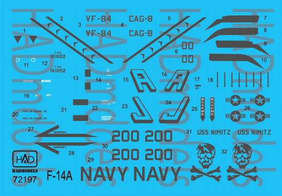 アメリカ海軍 F-14A トムキャット VF-84 ジョリーロジャーズ #200 ロービジ デカール デカール (HAD MODELS 1/72 デカール No.HAD72197) 商品画像