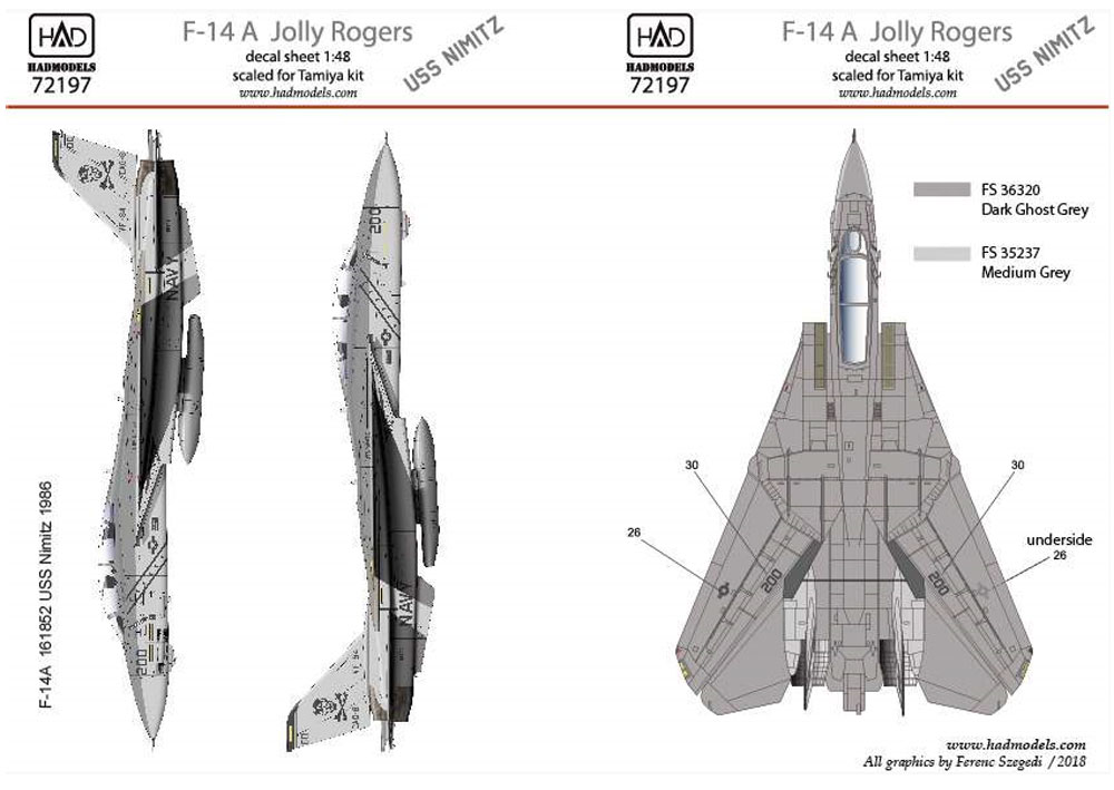 アメリカ海軍 F-14A トムキャット VF-84 ジョリーロジャーズ #200 ロービジ デカール デカール (HAD MODELS 1/72 デカール No.HAD72197) 商品画像_1