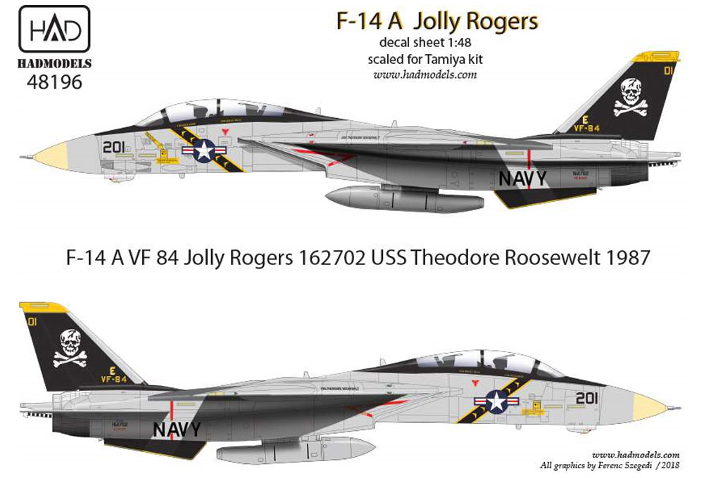 アメリカ海軍 F-14A トムキャット VF-84 ジョリーロジャーズ #201 セオドア・ルーズベルト搭載機 ハイビジ デカール デカール (HAD MODELS 1/48 デカール No.HAD48196) 商品画像_1