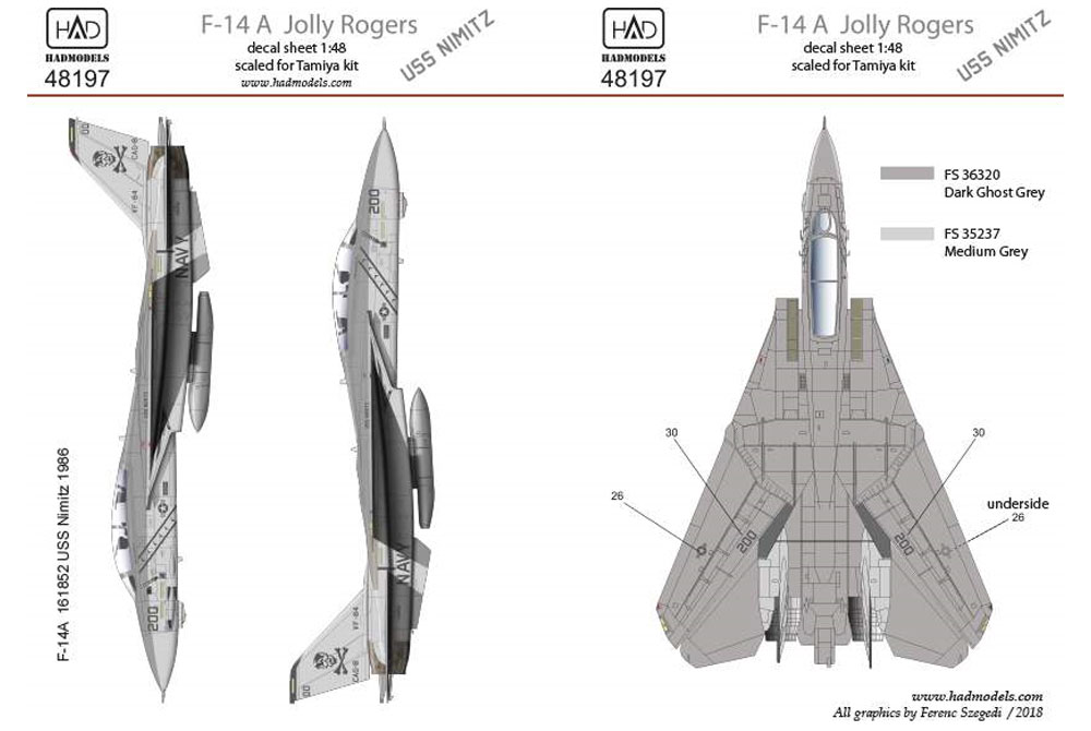 アメリカ海軍 F-14A トムキャット VF-84 ジョリーロジャーズ #200 ロービジ デカール デカール (HAD MODELS 1/48 デカール No.HAD48197) 商品画像_2