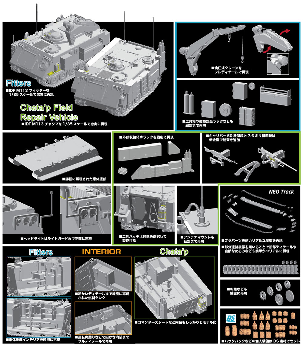 イスラエル国防軍 M113 フィッターズ & チャタプ野戦修復車 コンボセット プラモデル (ドラゴン 1/35 MIDDLE EAST WAR SERIES No.3622) 商品画像_2