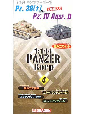 38t戦車 & IV号戦車D型 プラモデル (ドラゴン 1/144 パンツァーコープ No.14004) 商品画像