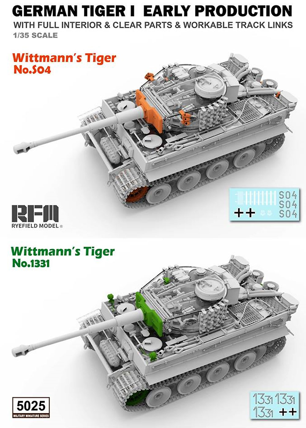 ドイツ重戦車 タイガー 1 前期型 ミハエル・ヴィットマン w/フルインテリア & クリアパーツ プラモデル (ライ フィールド モデル 1/35 AFV No.5025) 商品画像_1