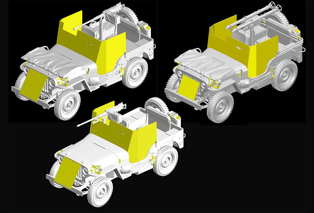 アメリカ 1/4トン 4×4 装甲トラック キャリバー50 機関銃付き 3in1 プラモデル (ドラゴン 1/35 '39-'45 Series No.6727) 商品画像_3