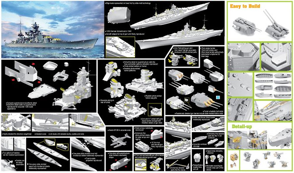 ドイツ海軍 巡洋戦艦 シャルンホルスト 1940 ノルウェー沖 プラモデル (ドラゴン 1/350 Modern Sea Power Series No.1062) 商品画像_2