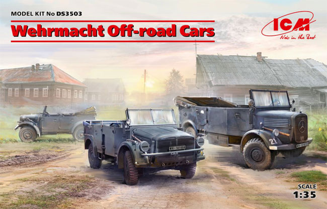 ドイツ国防軍 オフロード車両セット (Kfz.1、ホルヒ108 Typ40、L1500A) プラモデル (ICM ダイオラマセット No.DS3503) 商品画像