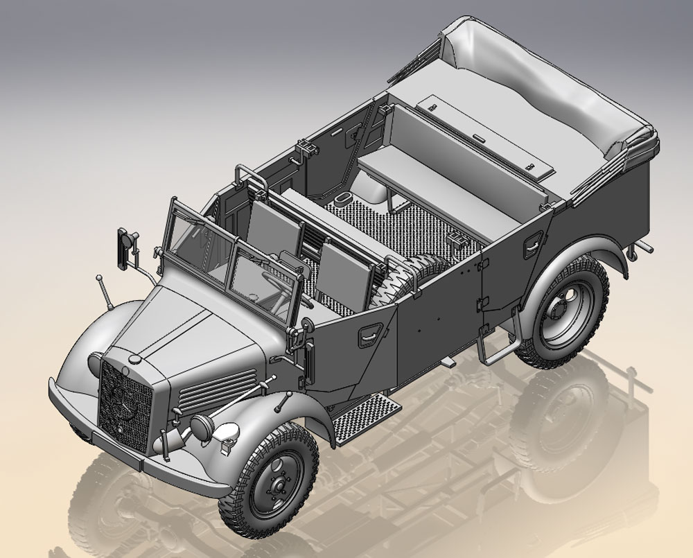 ドイツ国防軍 オフロード車両セット (Kfz.1、ホルヒ108 Typ40、L1500A) プラモデル (ICM ダイオラマセット No.DS3503) 商品画像_4