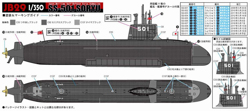 海上自衛隊 潜水艦 SS-501 そうりゅう プラモデル (ピットロード 1/350 スカイウェーブ JB シリーズ No.JB029) 商品画像_1