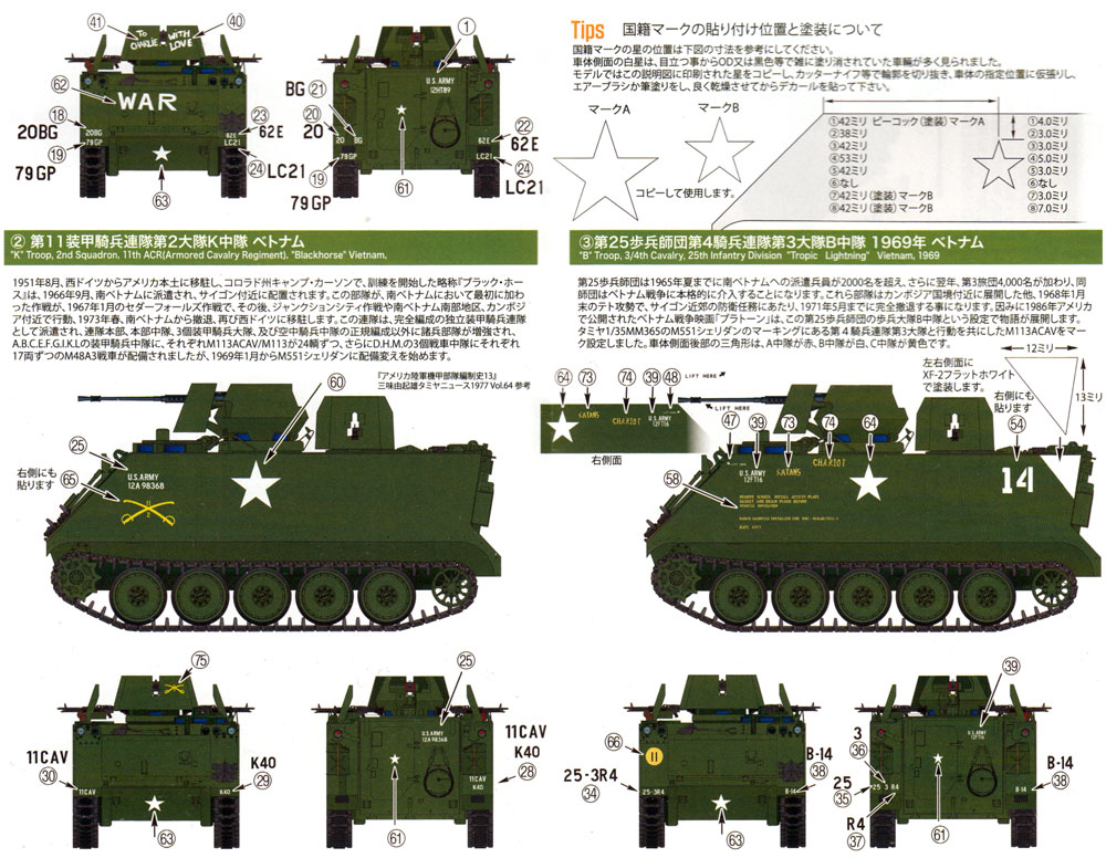 アメリカ装甲騎兵強襲車 M113ACAV バトルワゴン ベトナム戦争 デカールセット デカール (トワイライトモデル デカール No.TM-010) 商品画像_2