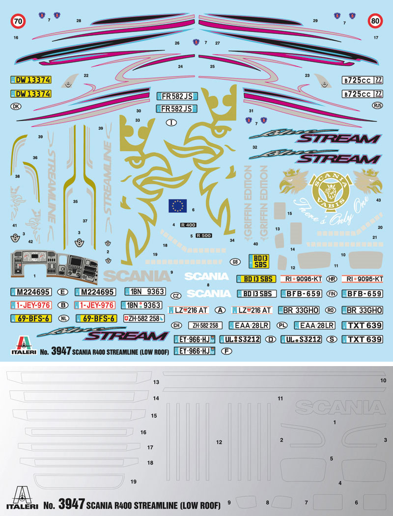 スカニア R400 ストリームライン トラクターヘッド フラットルーフ プラモデル (イタレリ 1/24 トラックシリーズ No.3947) 商品画像_1