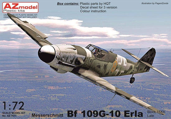 メッサーシュミット Bf109G-10 エルラ工場 後期型 プラモデル (AZ model 1/72 エアクラフト プラモデル No.AZ7611) 商品画像