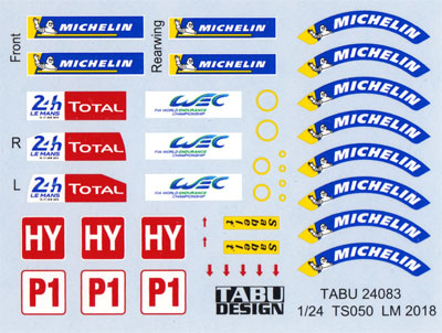 トヨタ TS050 ル・マン 2018 オプションデカール デカール (タブデザイン 1/24 デカール No.TABU-24083) 商品画像