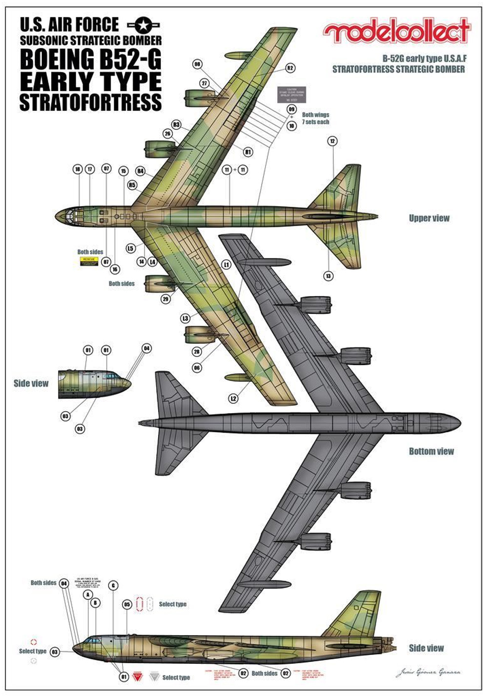 B-52G ストラトフォートレス 前期型 1967-1972年 ラインバッカー2作戦 ベトナム戦争 プラモデル (モデルコレクト 1/72 エアクラフト プラモデル No.UA72210) 商品画像_1