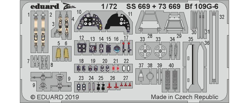 Bf109G-6 エッチングパーツ (タミヤ用) エッチング (エデュアルド 1/72 エアクラフト用 カラーエッチング (73-×) No.73669) 商品画像_1