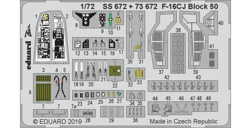 F-16CJ ブロック50 エッチングパーツ (タミヤ用) エッチング (エデュアルド 1/72 エアクラフト用 カラーエッチング (73-×) No.73672) 商品画像_1
