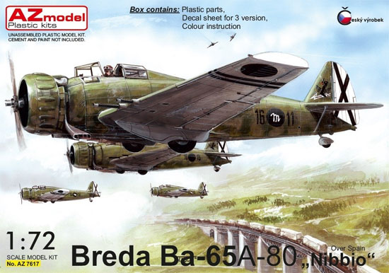 ブレダ Ba-65 A-80 フィアットエンジン搭載機 スペイン内戦 プラモデル (AZ model 1/72 エアクラフト プラモデル No.AZ7617) 商品画像