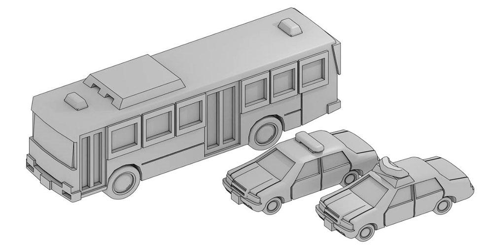 自動車セット D (護送車、パトカーセット) レジン (モデリウム 1/700 TFSシリーズ No.T19V700-007M) 商品画像_1