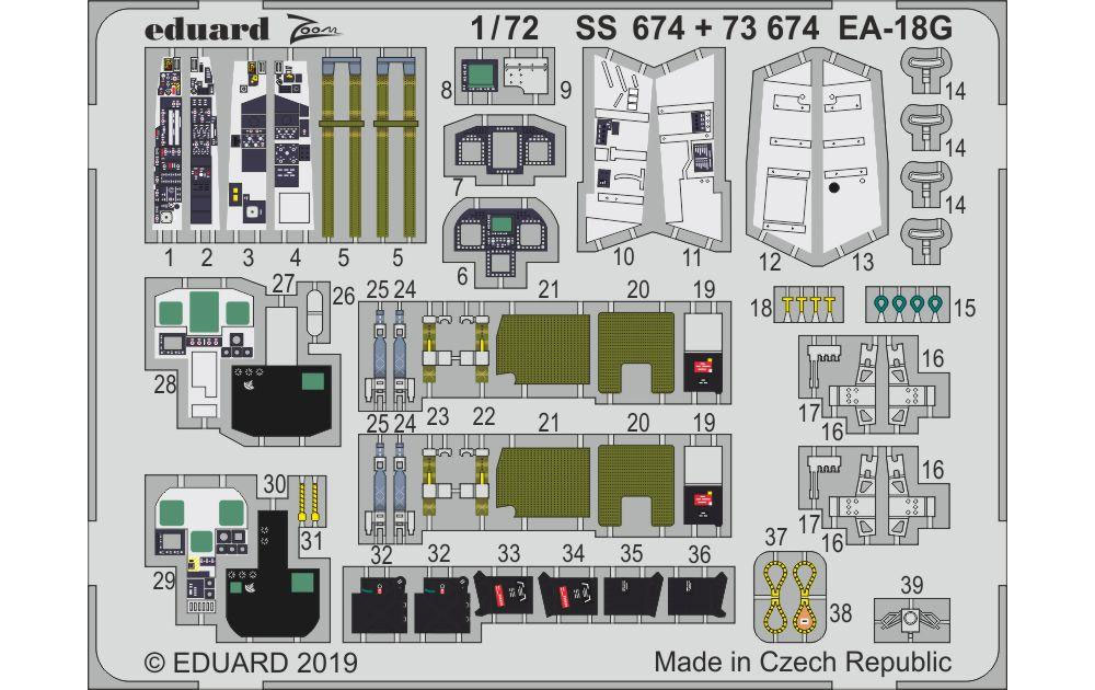 EA-18G グラウラー ズーム エッチングパーツ エッチング (エデュアルド 1/72 航空機 ズーム 計器盤/シートベルト No.SS674) 商品画像_1