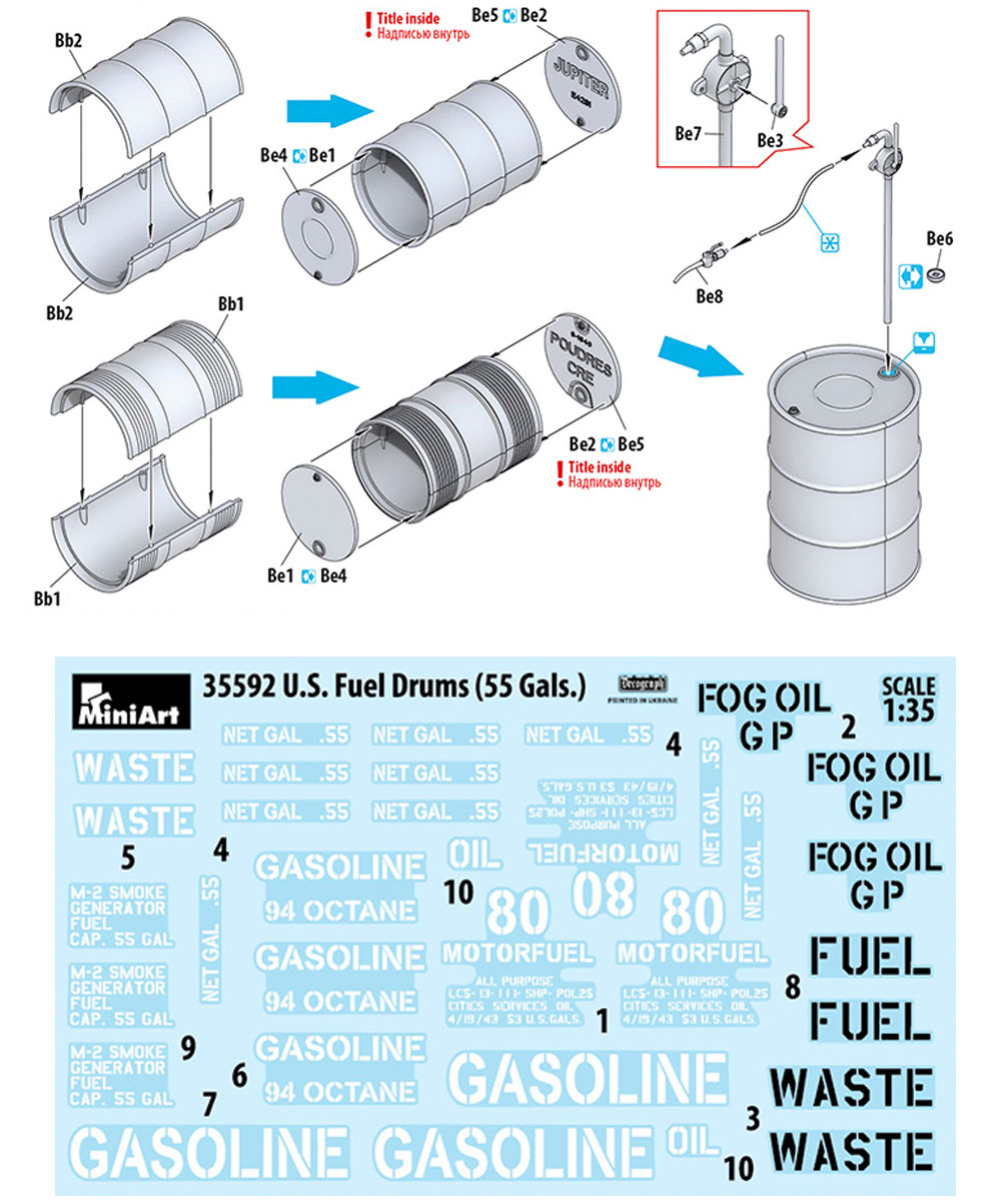アメリカ軍 55ガロン ドラム缶 プラモデル (ミニアート 1/35 ビルディング＆アクセサリー シリーズ No.35592) 商品画像_1