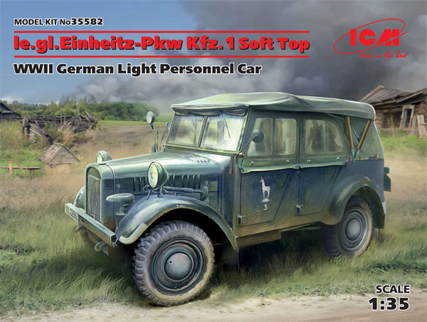 ドイツ le.gl. Pkw Kfz.1 軽四輪駆動乗用車 ソフトトップ プラモデル (ICM 1/35 ミリタリービークル・フィギュア No.35582) 商品画像