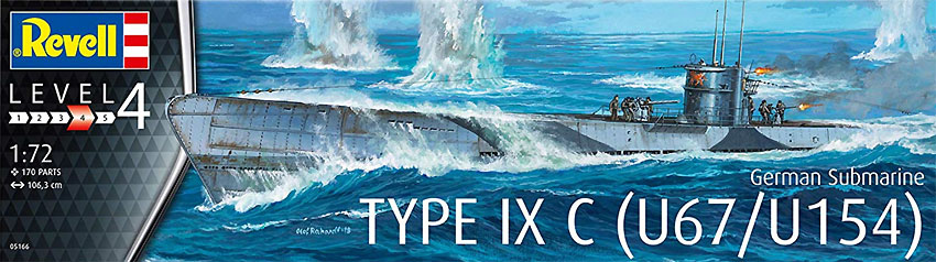 ドイツ潜水艦 Type9C U67/U154 プラモデル (レベル 1/72 艦船モデル No.05166) 商品画像