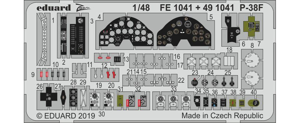 P-38F ズーム エッチングパーツ (タミヤ用) エッチング (エデュアルド 1/48 エアクラフト カラーエッチング ズーム (FE-×) No.FE1041) 商品画像_1