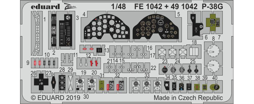 P-38G ズーム エッチングパーツ (タミヤ用) エッチング (エデュアルド 1/48 エアクラフト カラーエッチング ズーム (FE-×) No.FE1042) 商品画像_1