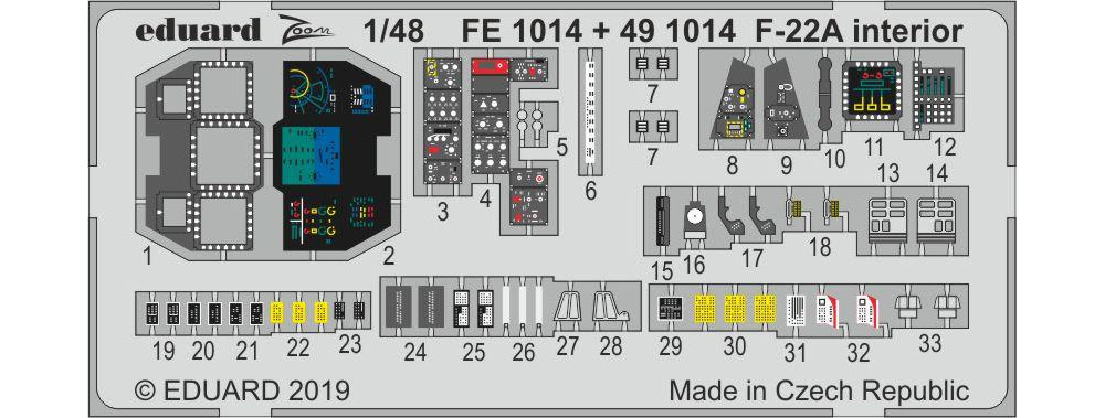 F-22A ラプター インテリア エッチングパーツ エッチング (エデュアルド 1/48 エアクラフト用 カラーエッチング (49-×) No.491014) 商品画像_1