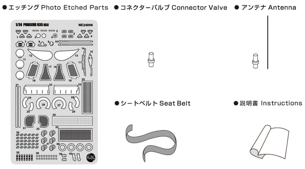 ポルシェ 935 K3 '79 ル・マン ウィナー用 ディテールアップパーツ エッチング (NuNu ディテールアップパーツシリーズ No.NE24006) 商品画像_1