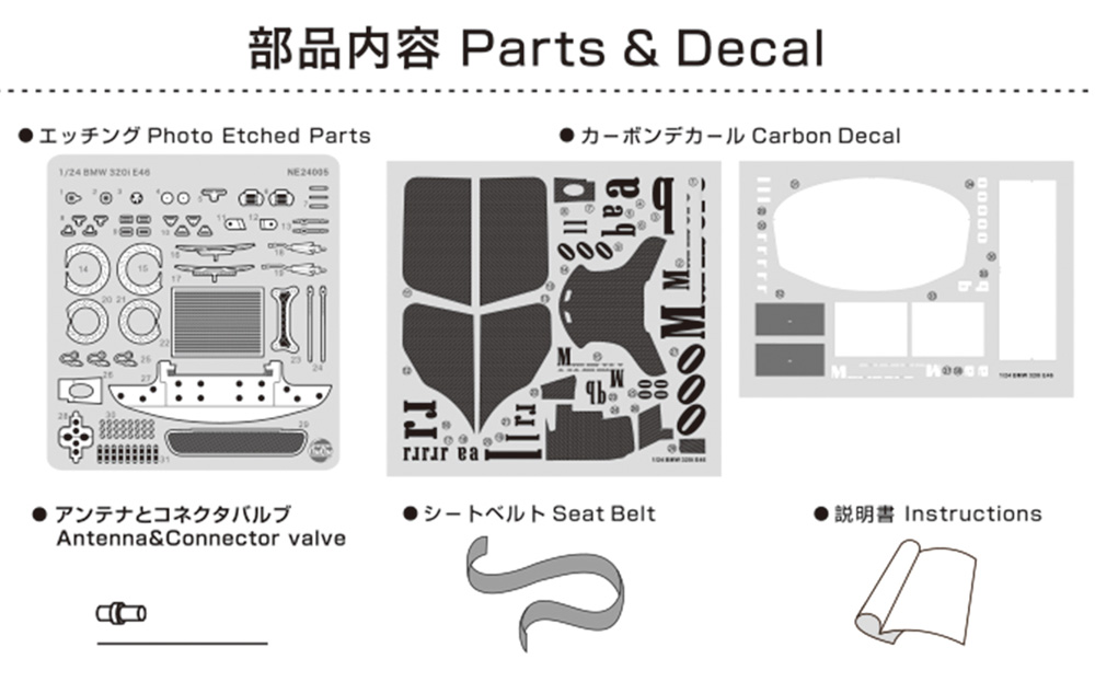 BMW 320i E46 DTCC ツーリングカーレース 2001 ウイナー用 ディテールアップパーツ エッチング (NuNu ディテールアップパーツシリーズ No.NE24005) 商品画像_1