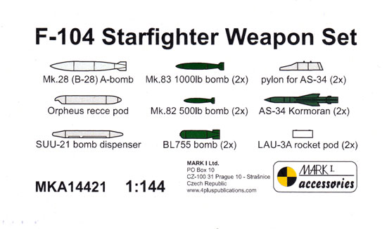 F-104 スターファイター ウェポンセット レジン (MARK 1 1/144 ミリタリー No.MKA14421) 商品画像