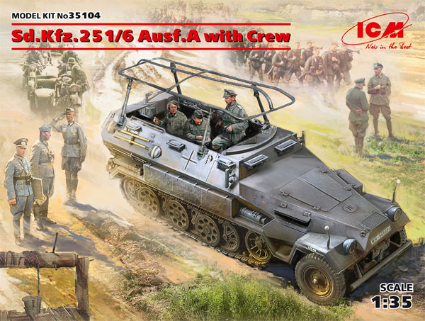 ドイツ Sd.Kfz.251/6 Ausf.A 装甲指揮車 w/クルー プラモデル (ICM 1/35 ミリタリービークル・フィギュア No.35104) 商品画像