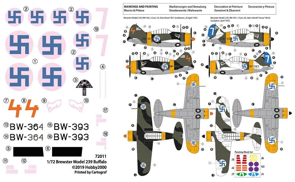 ブリュースター 239 バッファロー フィンランドエース 1942 プラモデル (HOBBY 2000 1/72 モデルキット No.72011) 商品画像_2