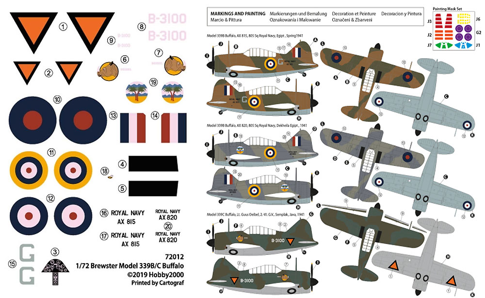 ブリュースター 339B/C バッファロー プラモデル (HOBBY 2000 1/72 モデルキット No.72012) 商品画像_2