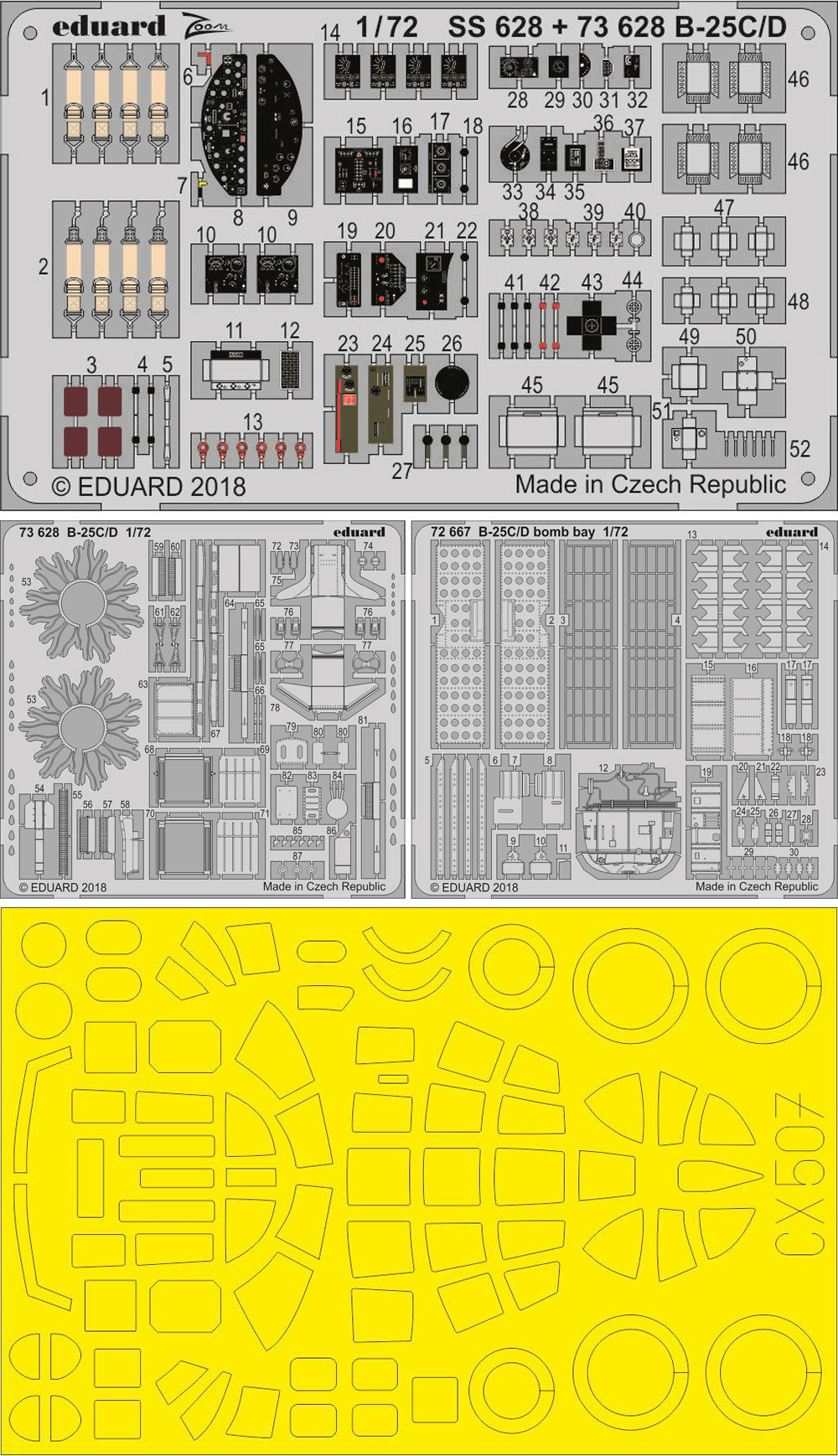 B-25C/D ビッグED パーツセット (エアフィックス用) エッチング (エデュアルド 1/72 BIG ED （AIR） No.BIG72153) 商品画像_1