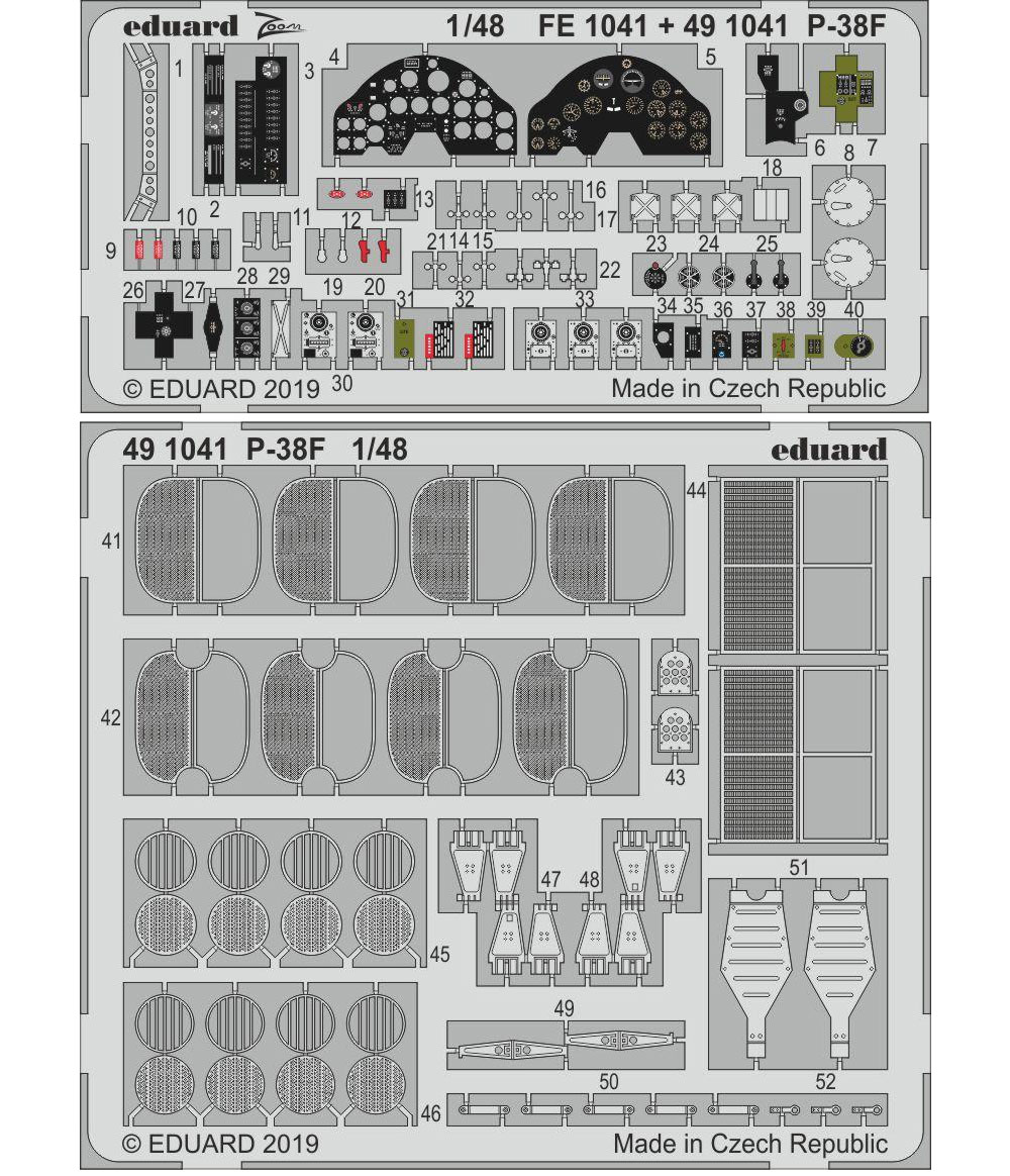 P-38F エッチングパーツ (タミヤ用) エッチング (エデュアルド 1/48 エアクラフト用 カラーエッチング (49-×) No.491041) 商品画像_1