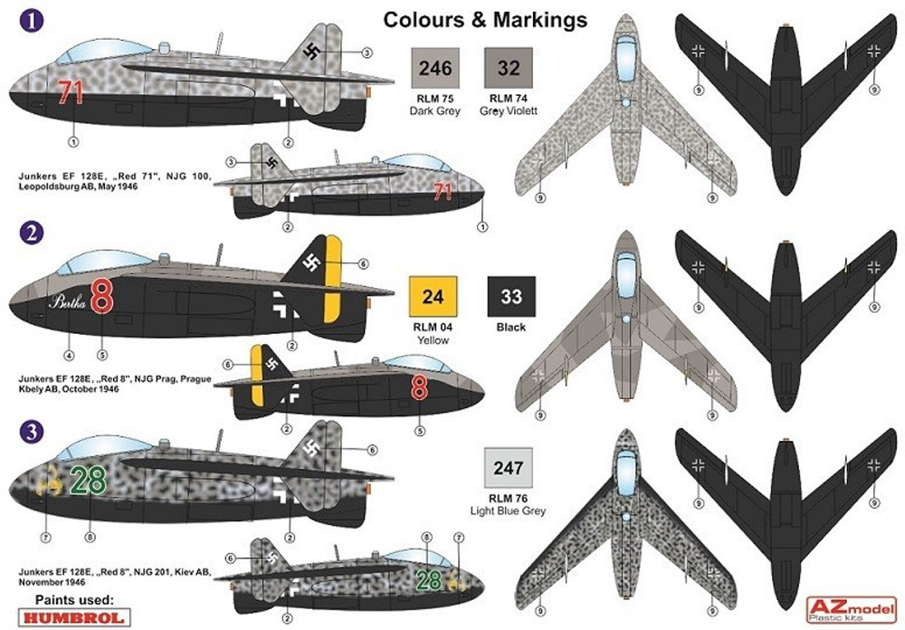 ユンカース EF128E/N1 w/ナクソスレーダー ルフトヴァッフェ 1946 プラモデル (AZ model 1/72 エアクラフト プラモデル No.AZ7623) 商品画像_1